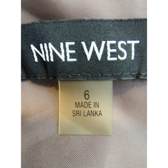 Nine West Woman Brown Fit Flare Belted Lined Summer Dress Size 6 Tailored Pocket - Picture 8 of 11